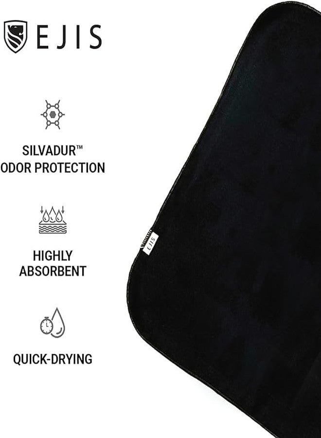 Ejis Sweat Absorbing Handkerchiefs (10 Pack) - 12x12 Large Odor-Resistant Quick-Dry Towels for Face & Hands - For Men & Women - Black/White - Image 3